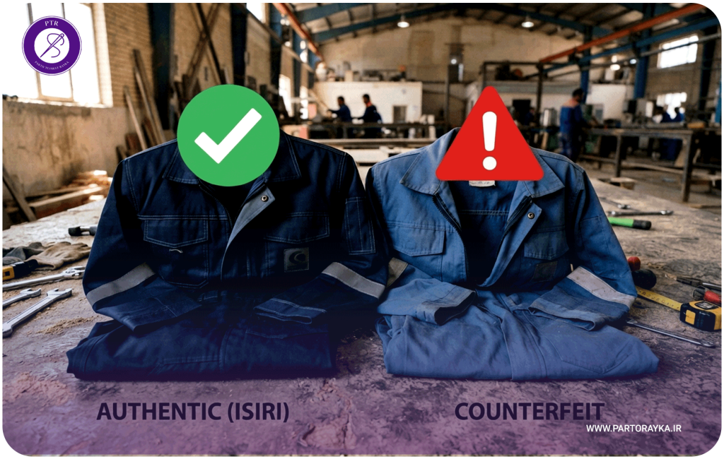 مقایسه میدانی: لباس کار اصل با تاییدیه ISIRI در برابر نمونه تقلبی